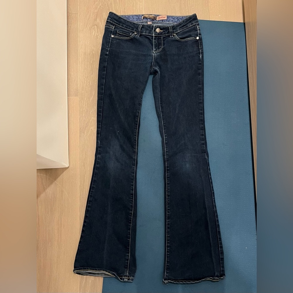 PAIGE premium denim dark blue low rise flares